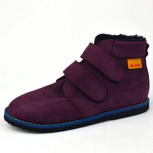dr Leo bélelt tépőzáras cipő bordó színben, posztó béléssel dr Leo bélelt tépőzáras cipő bordó színben, posztó béléssel