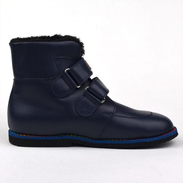 Magasszárú dr Leo bélelt fiúcipő kék színben - box bőr - belső oldala Magasszárú dr Leo bélelt fiúcipő kék színben - box bőr - belső oldala