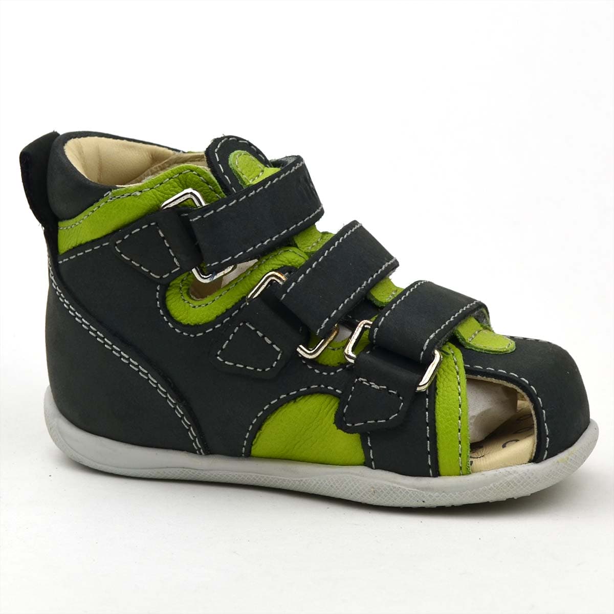 Bambi fiú szandálcipő sötétzöld színben belső oldalról