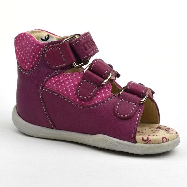 Doris első lépés kislányszandál bordó színű, lila virágokkal, belső oldalról Doris első lépés kislányszandál bordó színű, lila virágokkal, belső oldalról