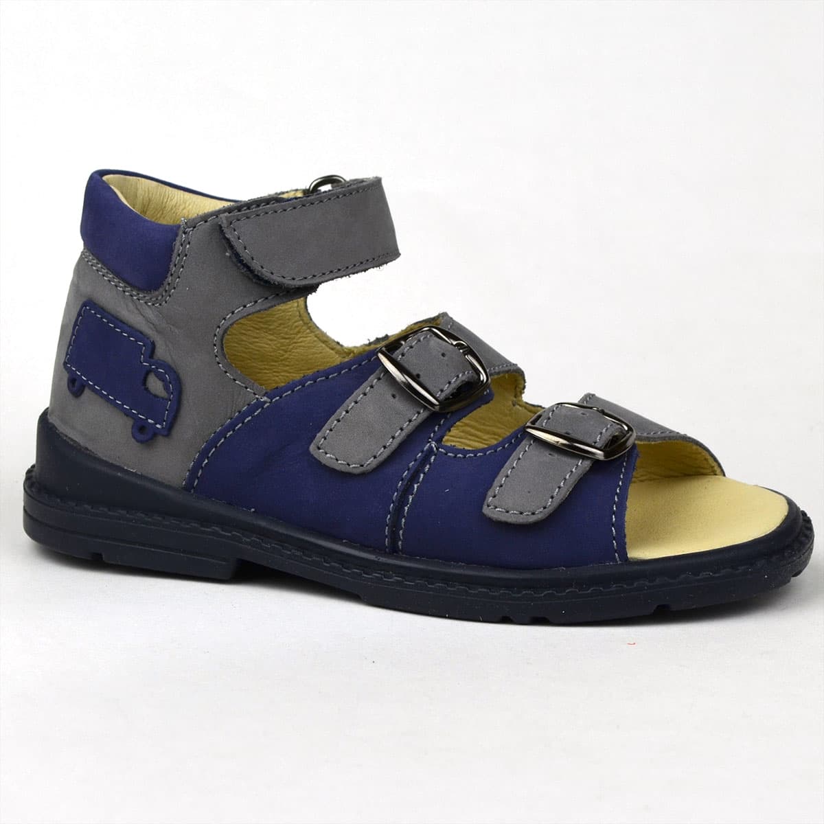 Salus F50 fiúszandál szürke-sötétkék színben, teherautóval