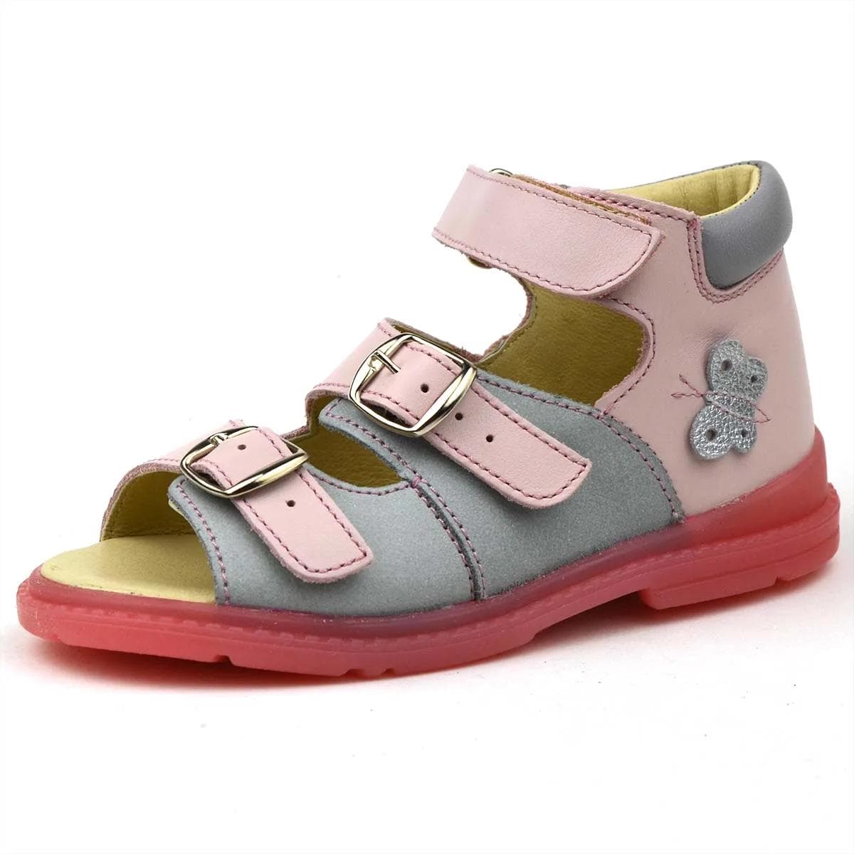 F50 kislány szandál, rózsaszín - szürke, pillangóval az oldalán F50 kislány szandál, rózsaszín - szürke, pillangóval az oldalán