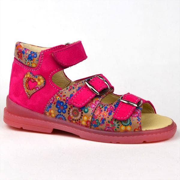 Kislány F50 Salus szandál rózsaszín-virág mintás, szívecskével Kislány F50 Salus szandál rózsaszín-virág mintás, szívecskével