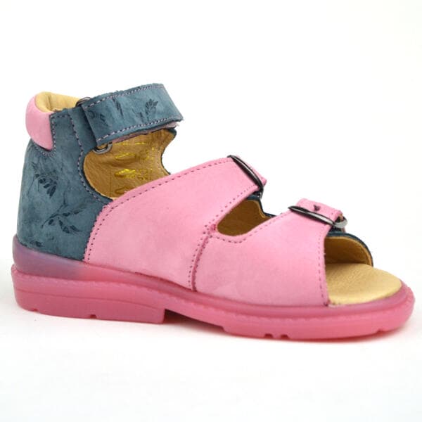 Kislány F50 Salus szandál kék nyomott minta - rózsaszín , belső oldala
