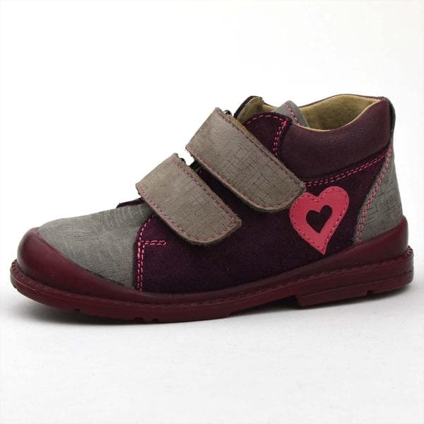 F68 Salus kislány félcipő szürke-bordó, szívecske mintával F68 Salus kislány félcipő szürke-bordó, szívecske mintával