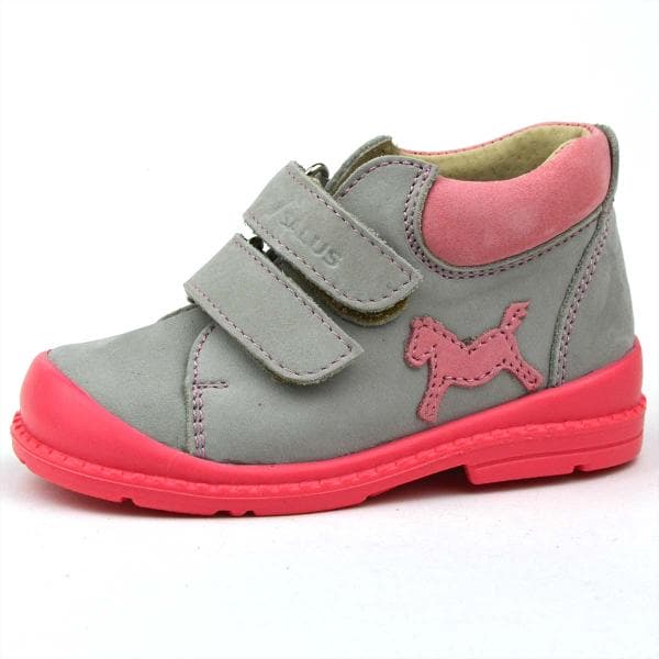 F68 Salus kislány félcipő, supinált talppal - szürke színben, lovacskával F68 Salus kislány félcipő, supinált talppal - szürke színben, lovacskával
