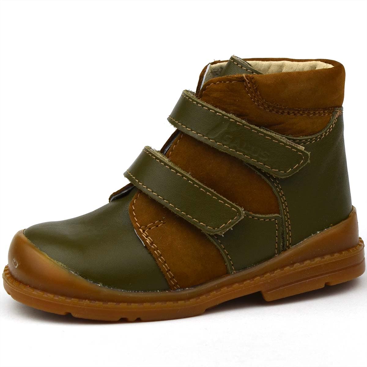 F90 fiús Salus supinált bakancs zöld-barna színben