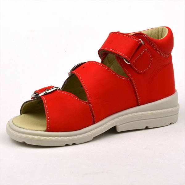 Flo-911 lányszandál piros-drapp színben, katica mintával - belső oldalról Flo-911 lányszandál piros-drapp színben, katica mintával - belső oldalról