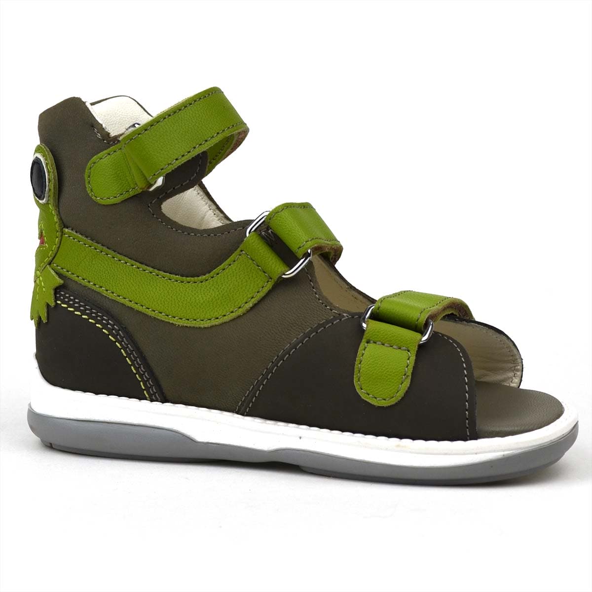 Frog fiúszandál szürke - zöld színben - belső oldal