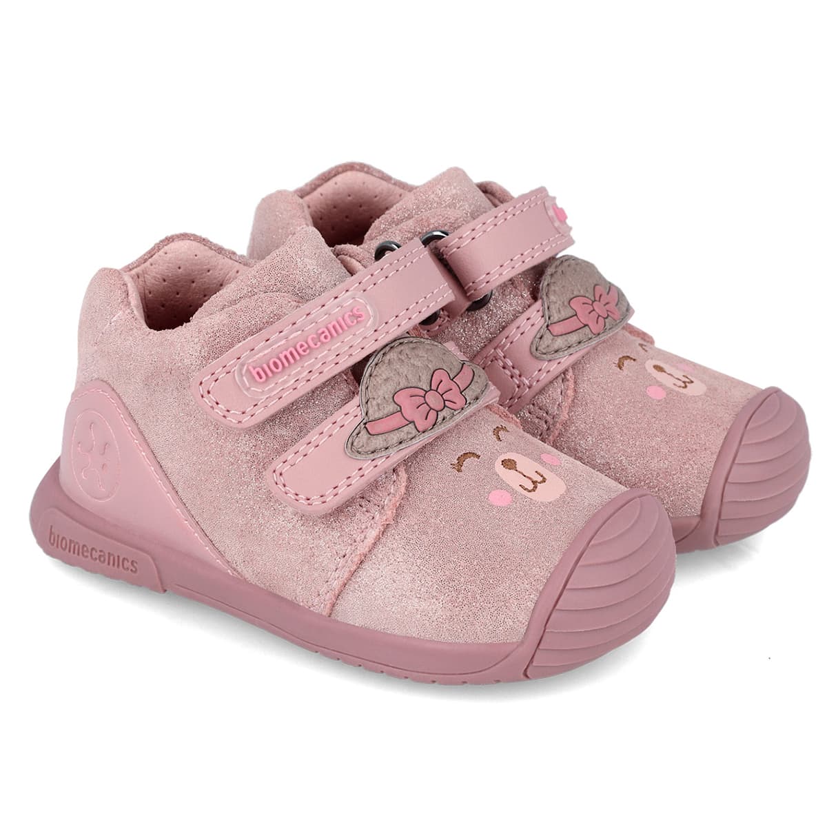 Biomecanics kislány babacipő 241107-B777 - rózsaszínű, elölről - párban