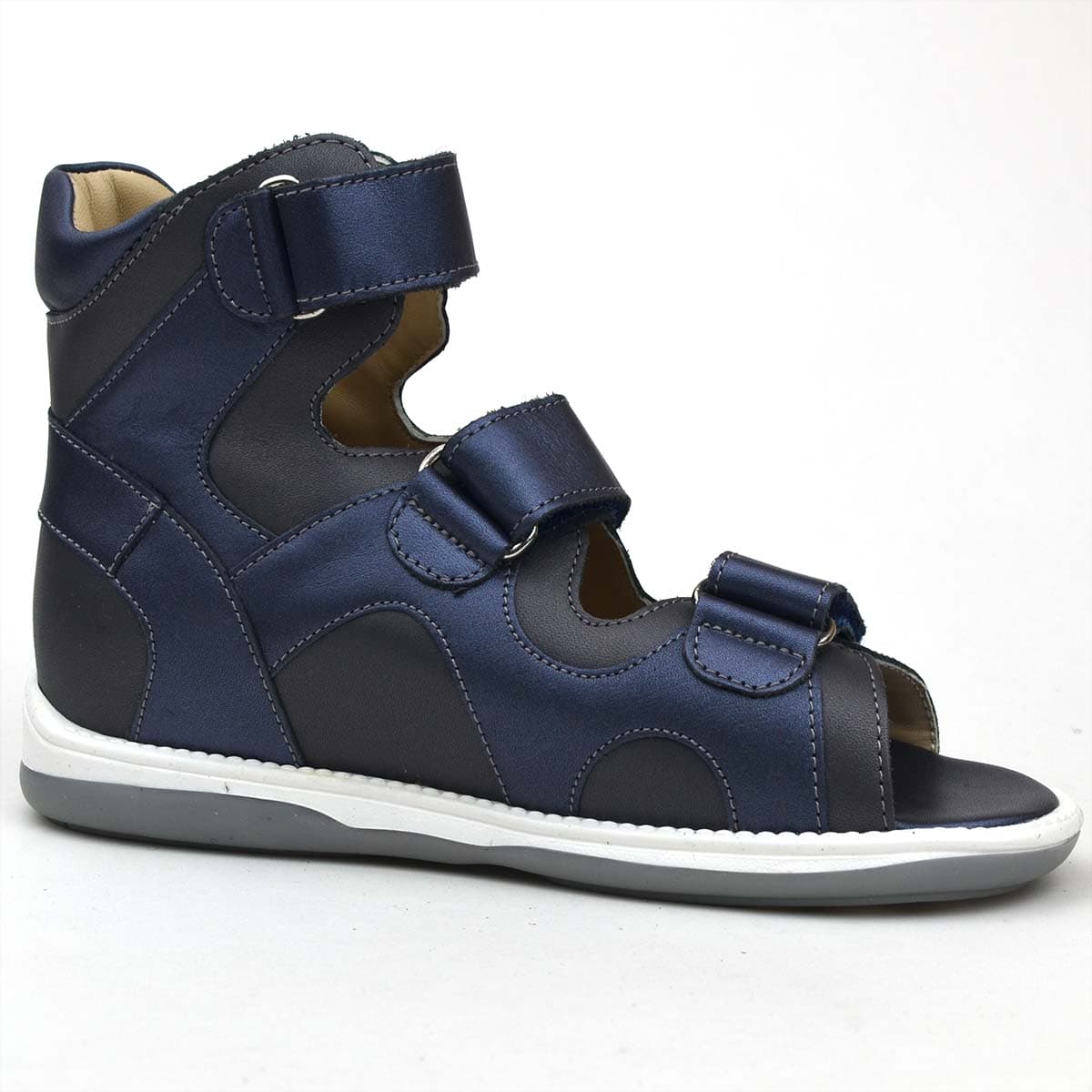 Joanna kék lányszandál magas szárral, 3 tépőzárral - belső oldalról