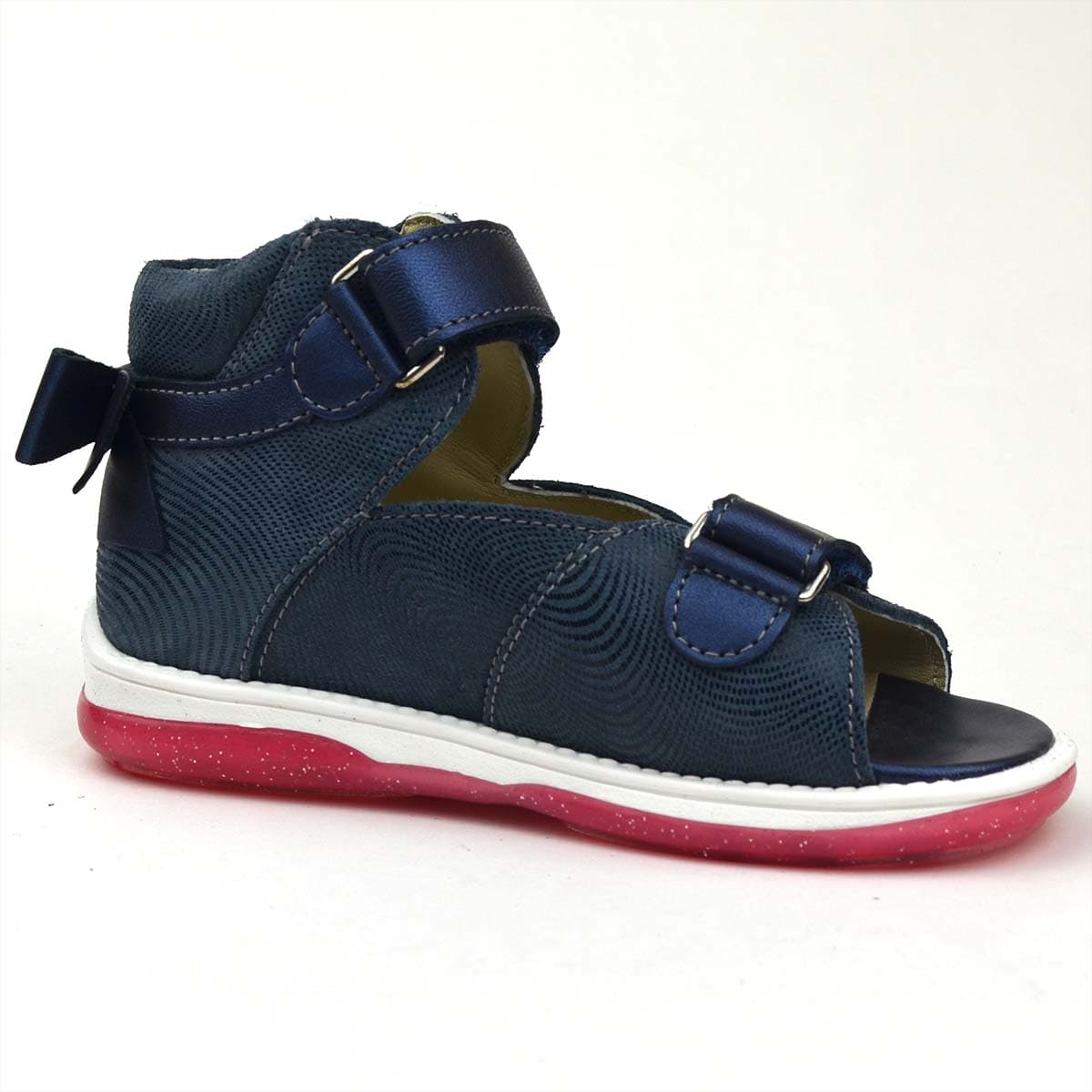 Juliet supinált szandál kék színben, masnival a hátulján - belső oldalról