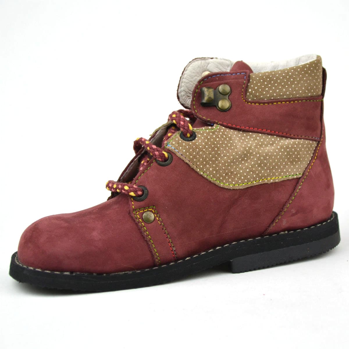 Mod01 Supi+ fűzős supinált cipő bordó színben, pöttyös mintával - lányoknak - belső oldala Mod01 Supi+ fűzős supinált cipő bordó színben, pöttyös mintával - lányoknak - belső oldala