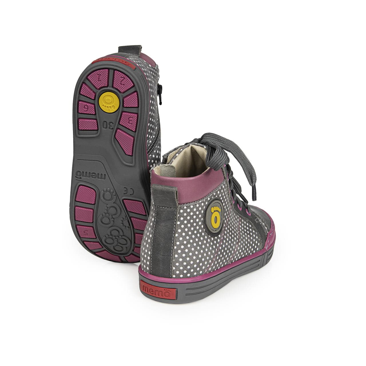 Portland kislánycipő szürke és rózsaszín párban hátulról - Memo