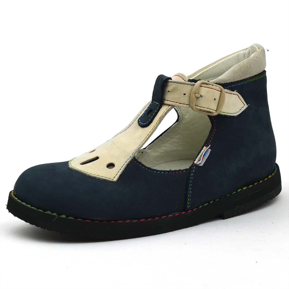 Mod02_Supi+ sötétkék - drapp fiús szandálcipő