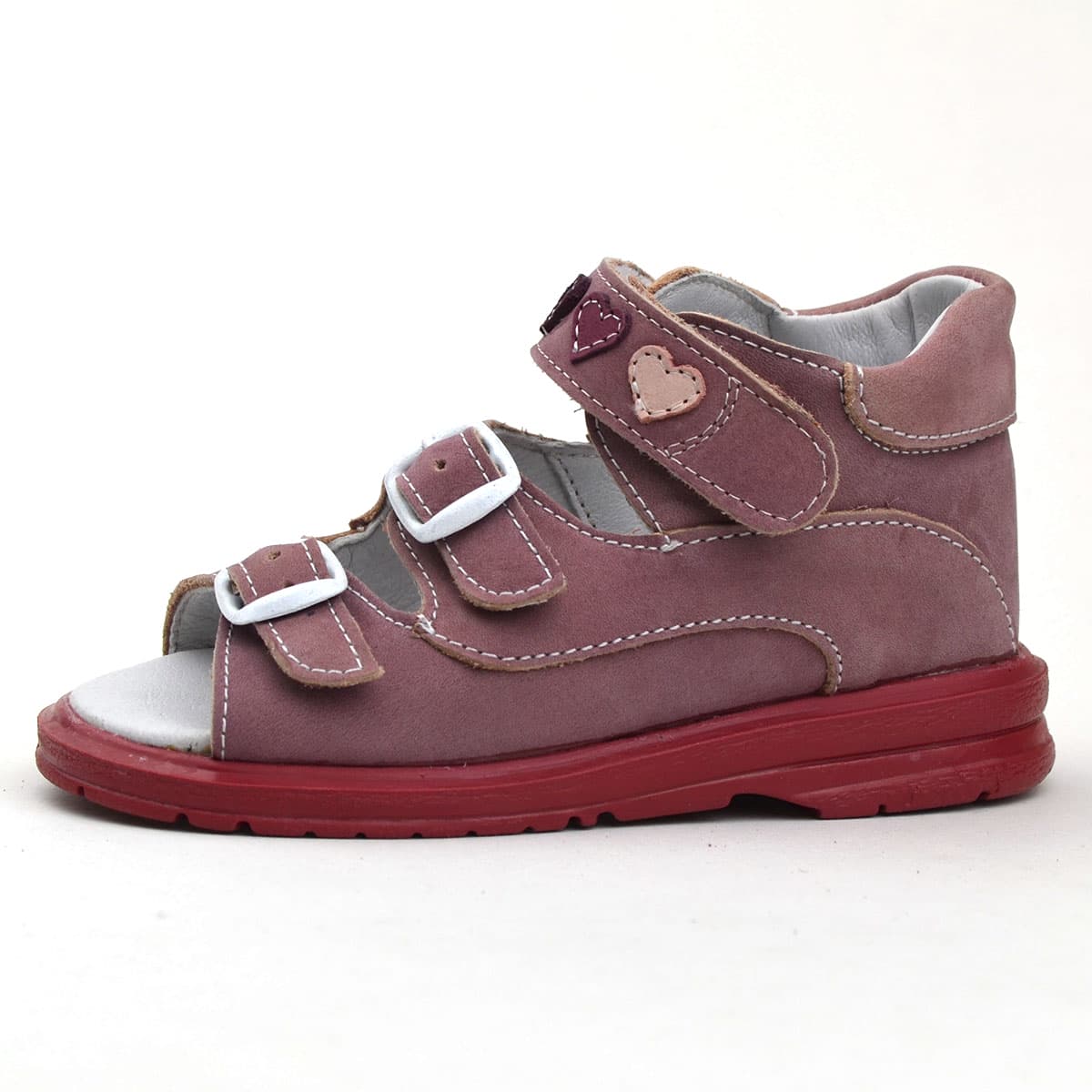 SZ4 kislányszandál lila színben, kicsi szívecskékkel a tépőzáron