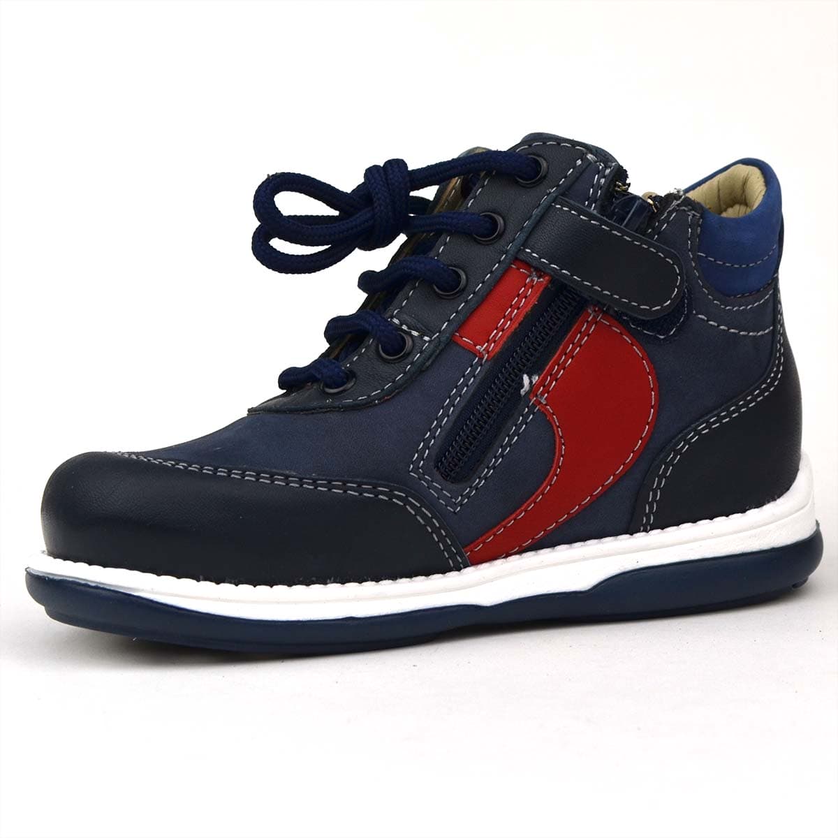 Tobi fűzős fiúcipő sötétkék bordó színben a belső oldalról Tobi fűzős fiúcipő sötétkék bordó színben a belső oldalról