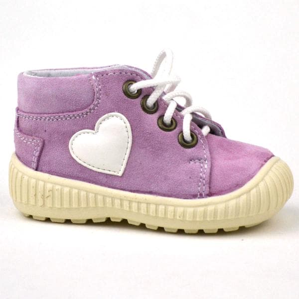 Maus bélelt első lépés kislánycipő lila színben - szívecskével Maus első lépés kislánycipő lila színben - szívecskével